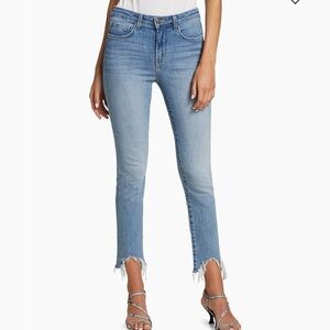 L’AGENCE Frayed Skinny Jeans SZ 25 Tahoe Blue Casual Faded Cropped Stretch